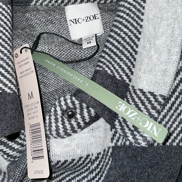 NWT $178 NIC+ZOE Gray Plaid Tartan Dress M 10 12 - Picture 3 of 3